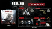 Biohazard Requiem Deluxe Edition packaging with character image and item list on a dark background