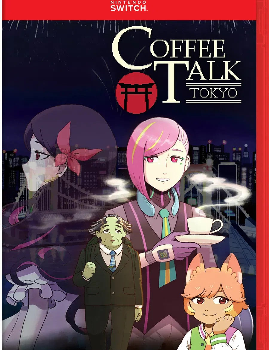 Nintendo Switch game case cover for Coffee Talk Tokyo, featuring illustrated anime characters and the Nintendo Switch logo at the top.