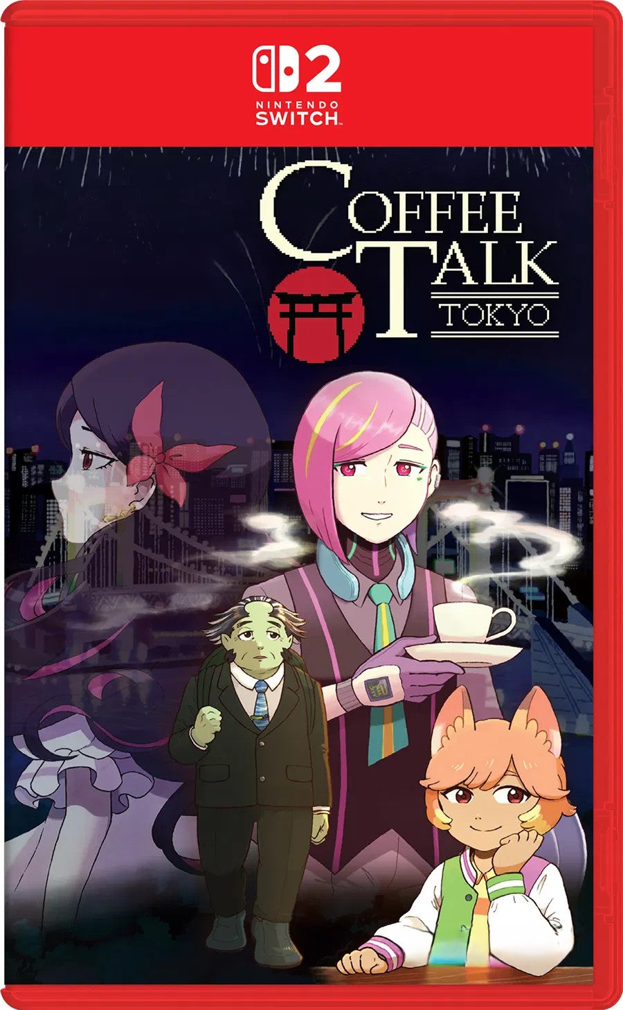 Nintendo Switch game case cover for Coffee Talk Tokyo, featuring illustrated anime characters and the Nintendo Switch logo at the top.