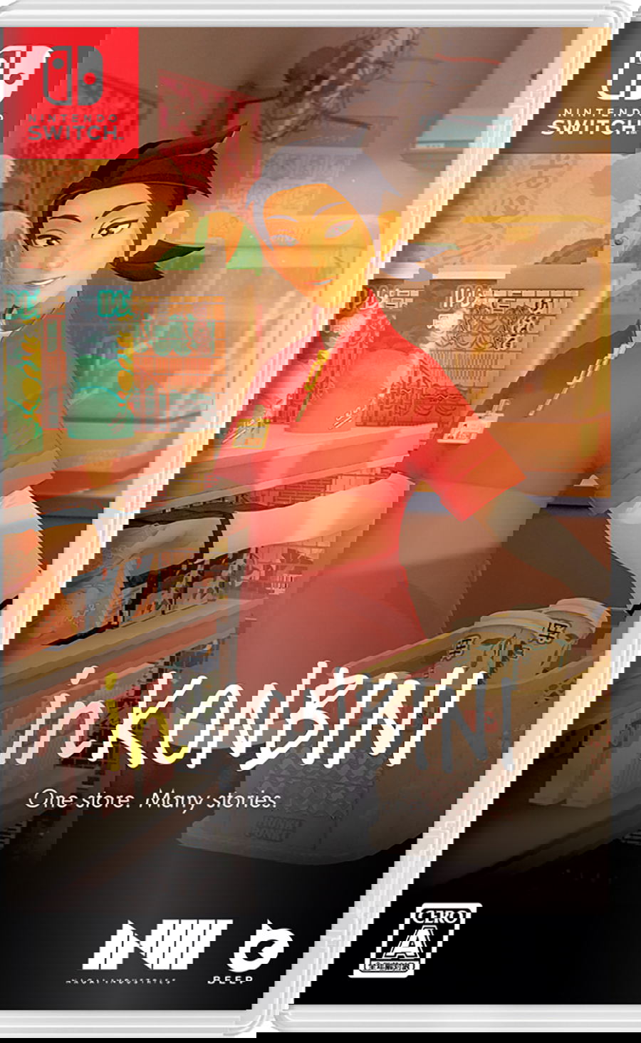 Game cover for 'inKONBINI' on Nintendo Switch with a character in a convenience store.