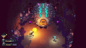Video game scene with characters and a large creature in a dark, forest-like setting.