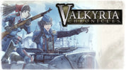 Promotional image for 'Valkyria Chronicles' featuring two characters with a cityscape in the background.
